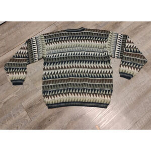 David Taylor Sweater Men's Size L (44) Green Knit Crew Neck Acrylic Vtg 90s